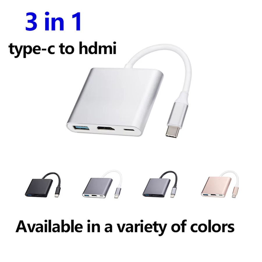 USB-C-zu-HDMI-Dockingstation mit USB 3.0 und 4K UHD Auflösung, schwarzer Hub für Laptops, MacBook, Samsung und Huawei - Bild 2