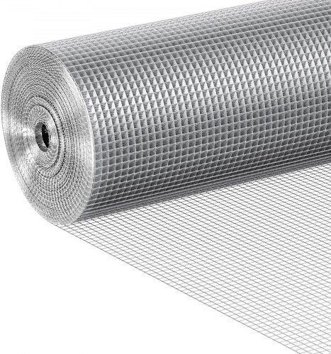 VEVOR Maschendrahtzaun aus feuerverzinktem Stahl, silber, Maschenweite: 6,35 x 6,35 cm, B/H/L: 91,5 x 0,073 x 1524 cm - Bild 1