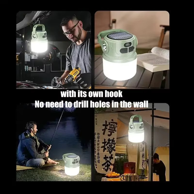 ESMARTER Solar LED Camping-Laterne, wasserdichte tragbare Taschenlampe in Weiß und Grün für Outdoor und Garten - Bild 5