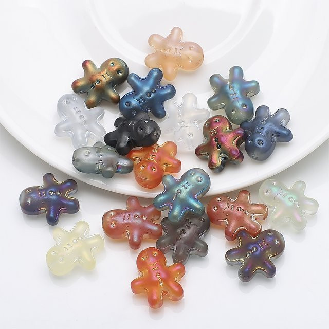 ZHUBI Keks-Mann-Perlen, transparent, mattiert, bunt, 14 mm, Unisex - Bild 1