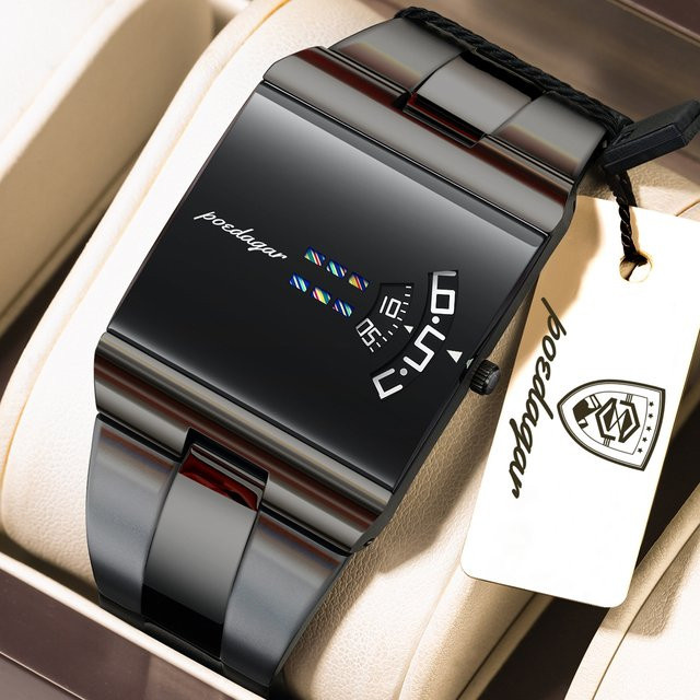 POEDAGAR Armbanduhr, Quarz, Edelstahl, Silber, Herren - Bild 1