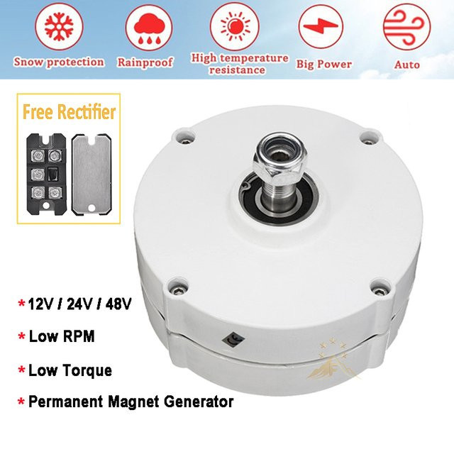 KUOXUAN Permanent Magnet Generator PMG Niedrigdrehzahl Dynamo mit Gleichrichter für DIY Windturbinen in Weiß - Bild 1
