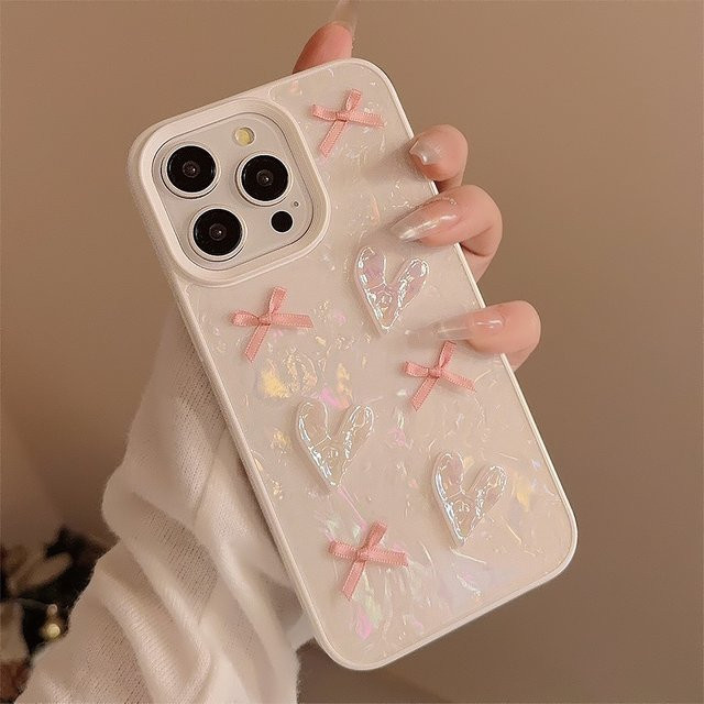 Niedliche 3D-Liebes-Handyhülle aus weichem Silikon mit Schleifenmuster für iPhone 11, 12, 13, 14, 15 und Pro Max Modelle von IQPEA - Bild 1