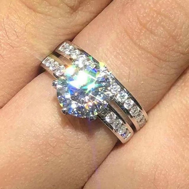 Huitan Ring Set, 2 Stück, Zirkonia, Silber, Damen - Bild 1
