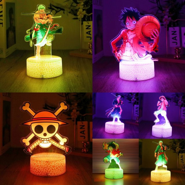 Bandai One Piece Actionfiguren Luffy und Zoro als 3D-LED-Nachtlicht aus PVC - Bild 1