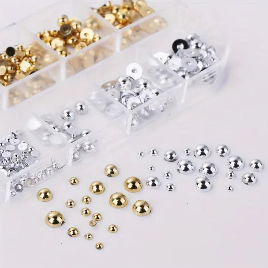 Metallische Stahlkugeln Nail Art Dekorationen, Silbern und Gold, 12 Gitter - Bild 2