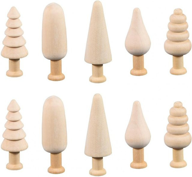 Unvollendete Holz Miniatur Baum, Holz Ornamente, 10-teiliges Set - Bild 1