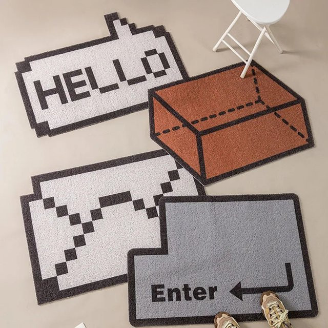 VIKAMA Pixel-Style PVC-Fußmatte, rutschfester und wetterfester Eingangsteppich in modernem Design, Breite: 60 cm, Tiefe: 40 cm - Bild 1
