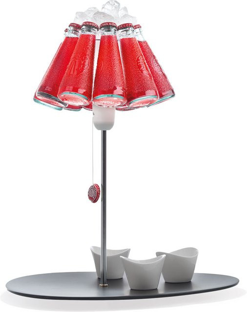 Ingo Maurer Campari Tischleuchte aus Glas und Metall in Rot und Transparent - Bild 1