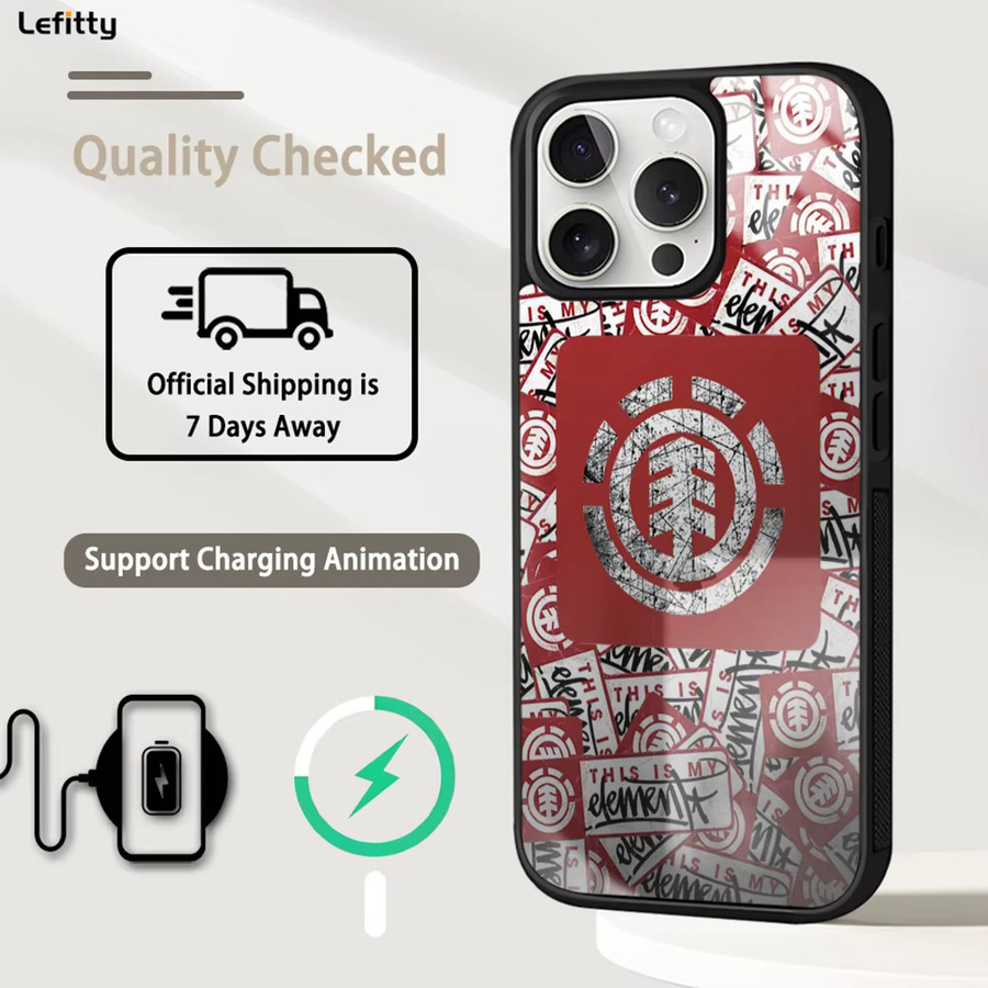 E-Element MagSafe Handyhülle mit Skateboard-Logo für iPhone 11 bis 16 Pro Max Plus Mini in Rot - Bild 2