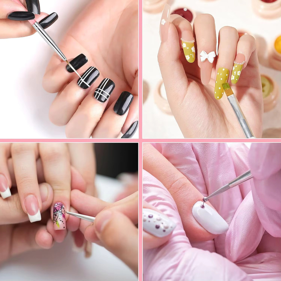 Yikoolin Nagelpinsel Set, 15 Stück, Nail Art Design Tools, Pink - Bild 2
