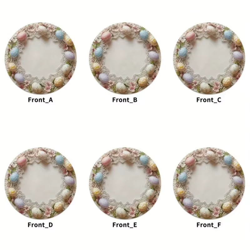 VIKAMA Tischsets 4er-Set mit Osterei-Motiv und floralem Design, rund, mehrfarbig, aus Leinen, rutschfest und hitzebeständig - Bild 3