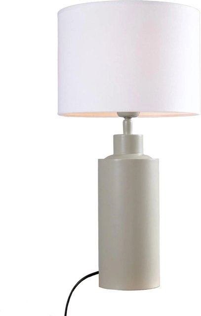 PR Home Solo Tischleuchte in Weiß und Beige mit zylinderförmigem Schirm, B/T/H: 30 x 55 x 55 cm - Bild 1