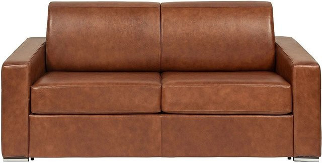 Vente-unique Schlafsofa Calito Braun mit Bezug aus Kunstleder und Click-Clack-Funktion, Breite: 216 cm - Bild 1