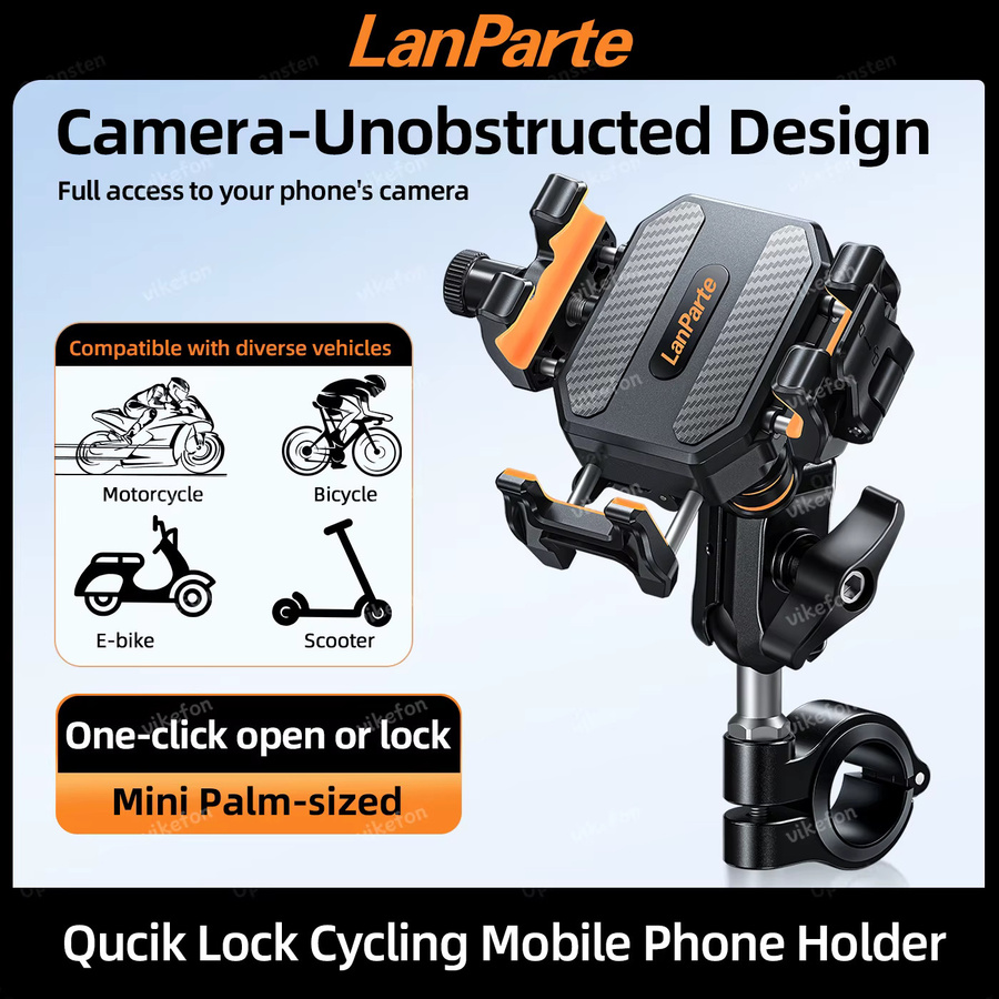 VIKEFON Stoßfester Motorrad-Handyhalter mit 15W kabellosem Ladegerät und 36W USB-C Schnellladung in Schwarz - Bild 3