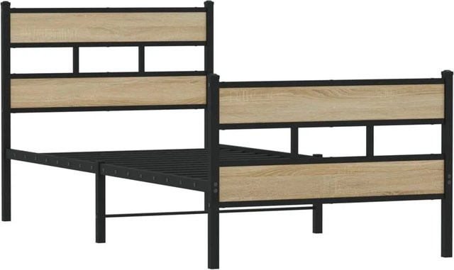 vidaXL Metallbett in Sonoma-Eiche ohne Matratze, B/T/H: 90 x 200 cm - Bild 1