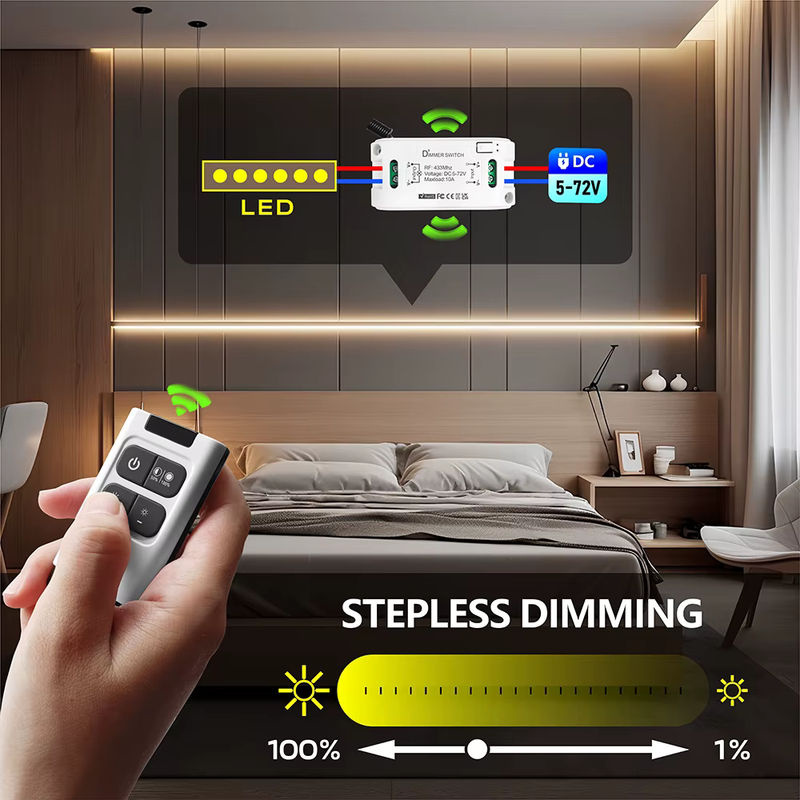 SLMPLEFUN Drahtlose RF 433 MHz Fernbedienung und Mini-Empfänger Set zur LED Helligkeitseinstellung und Dimmung für DC 5 V bis 72 V - Bild 3