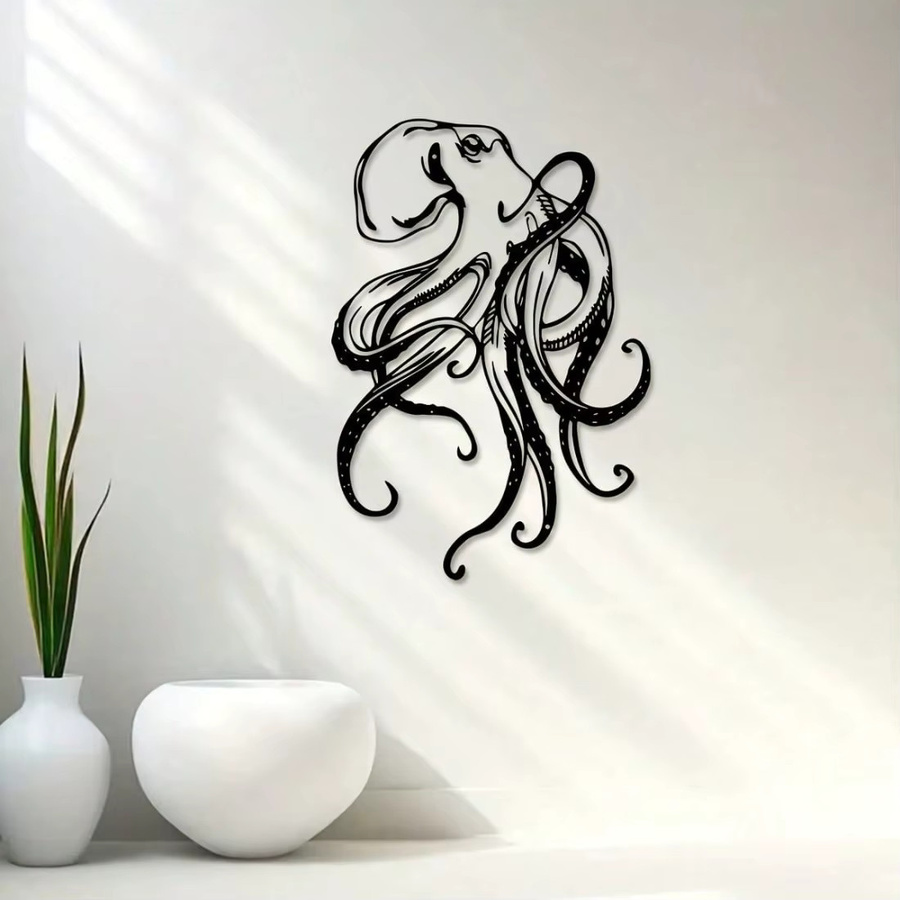 CIFBUY Vintage Oktopus Wandkunst Skulptur aus Metall in Schwarz als dekorative Tier-Wanddekoration - Bild 3