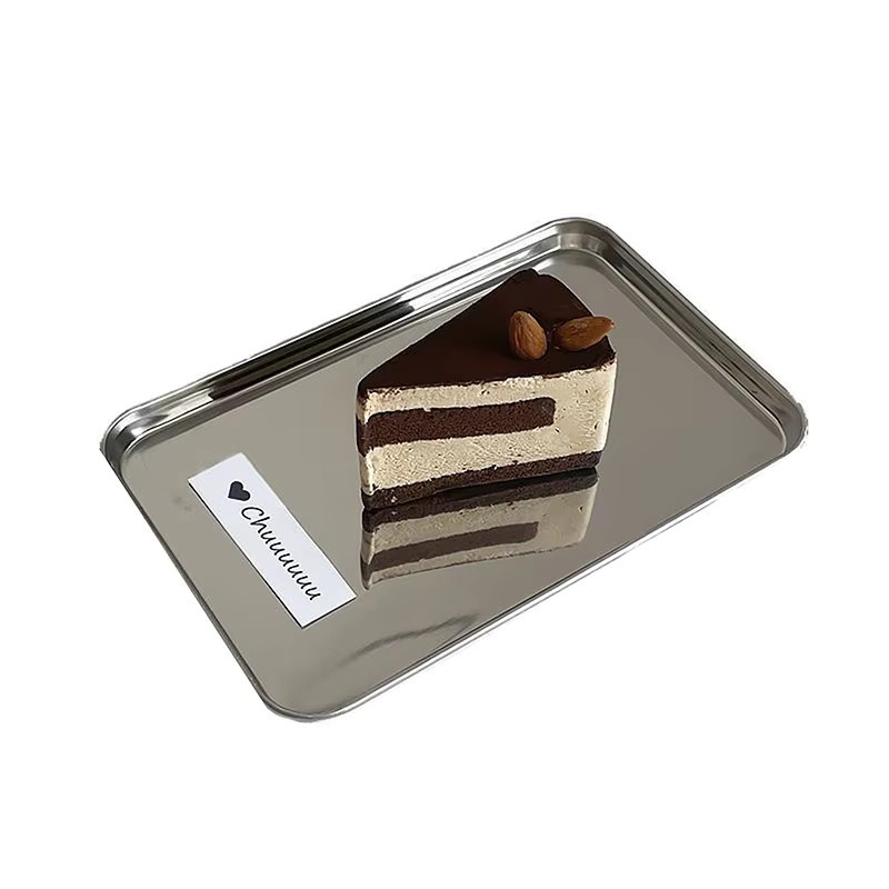 YOWEI S-Nordic Edelstahl Aufbewahrungsschale in Silber, rechteckiges Serviertablett für Kaffeehaus, Snacks und Kuchen - Bild 6