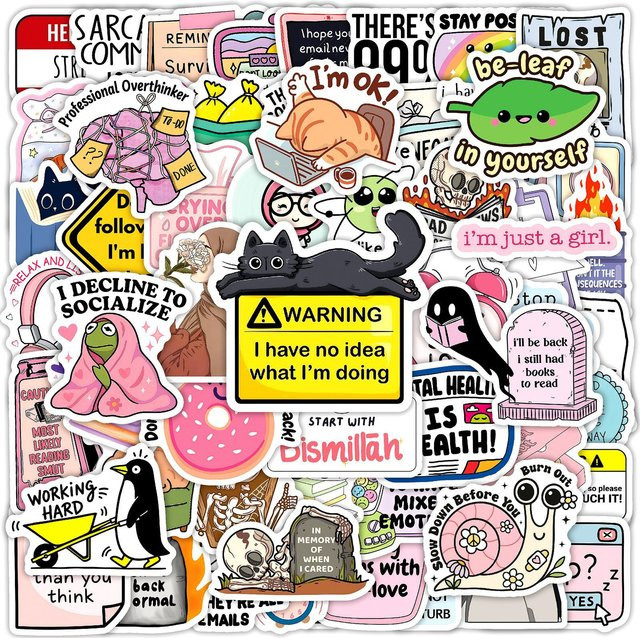 50 Stück Snarky MEME Aufkleber, bunte Meme-Sticker für Laptop, Scrapbook, Gepäck und DIY-Projekte, Multicolor - Bild 1