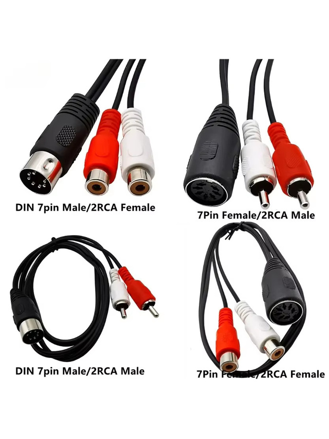 BSN DIN 7-poliges auf 2 Cinch-Lotus Adapterkabel Stecker auf Buchse für Vintage-Audioausrüstung - Bild 6