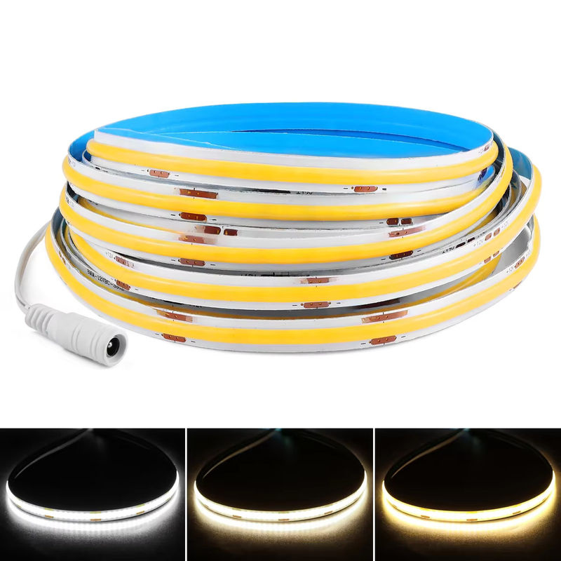Gyarfas COB-LED-Streifenlicht dimmbar, 12 V 24 V, hohe Dichte mit 320 LEDs/m, RA90, CCT Farbtemperatur 2700 K bis 6000 K, weiß - Bild 7