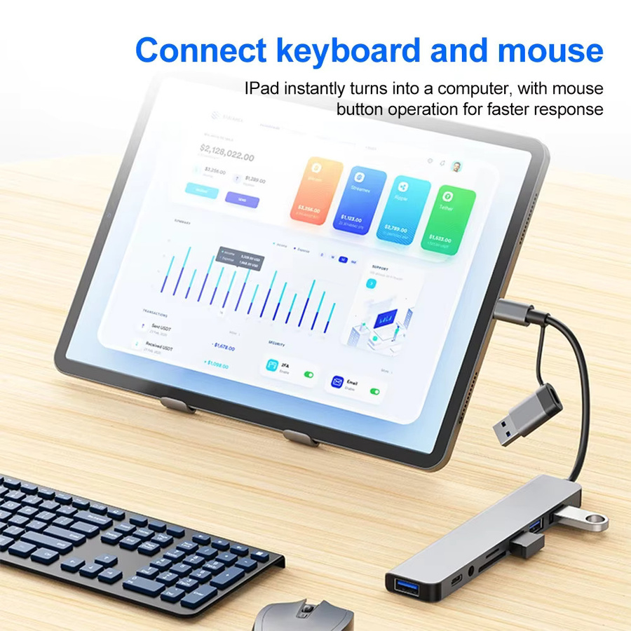 FEIWIMI USB C Hub Dockingstation mit 5 Gbit/s Übertragungsrate und USB 3.0 OTG Adapter für Laptop und MacBook - Bild 3