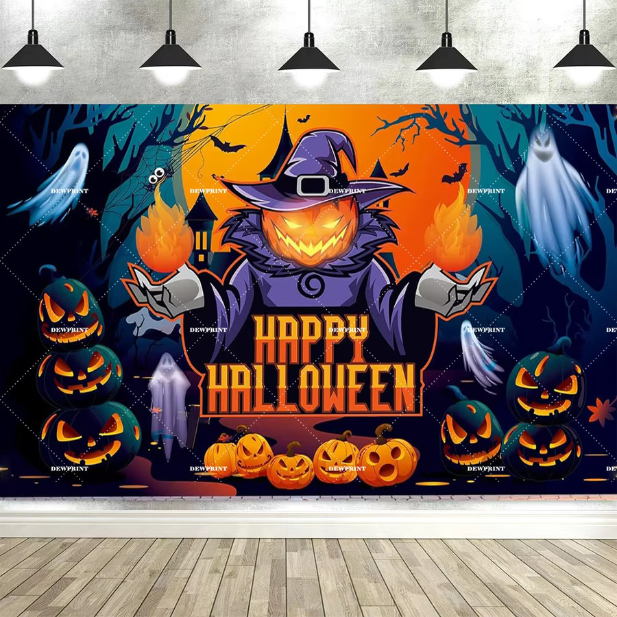 Dewprint Halloween Fotohintergrund mit Kürbis- und Fledermaus-Motiven für Partydekoration und Fotografie - Bild 1