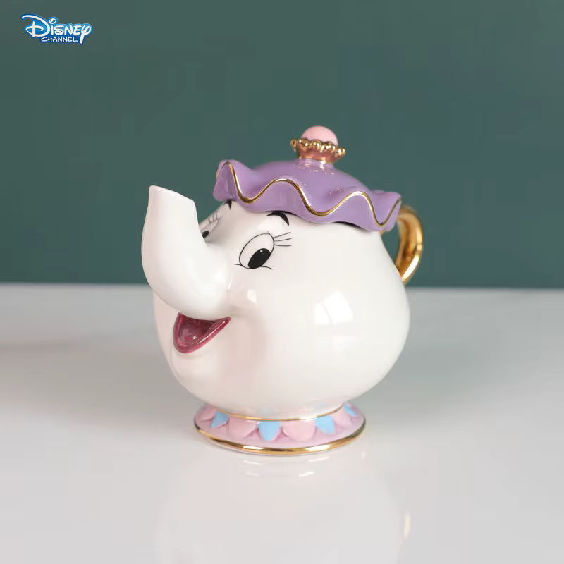 Disney Animation Die Schöne und das Biest Mrs. Potts Keramik Teekanne und Teetasse Set, Weiß vergoldet - Bild 4