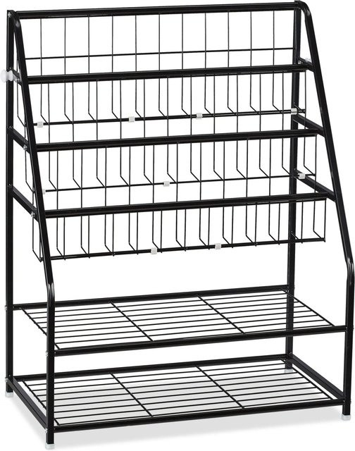Relaxdays Zeitschriftenregal aus Metall in Schwarz, freistehend mit Gitter-Optik, Höhe: 81 cm, Breite: 67 cm, Tiefe: 37 cm - Bild 1