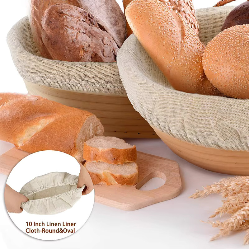 LMETJMA Banneton Brotkorb aus Rattan mit Leinenfuttertuch, beige - Bild 2