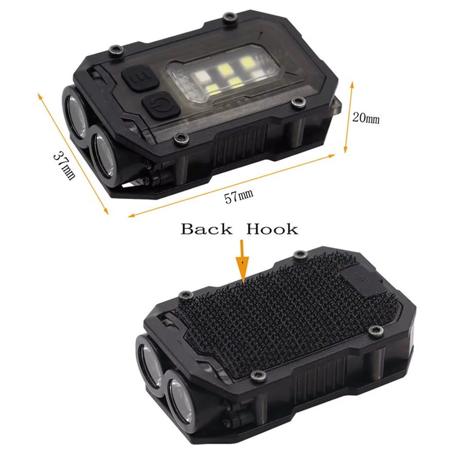 VULPO Outdoor EDC Mini Licht Schwarz mit Stroboskop-Funktion und wiederaufladbarem Akku für Molle-Systeme und Rucksackgurte - Bild 2