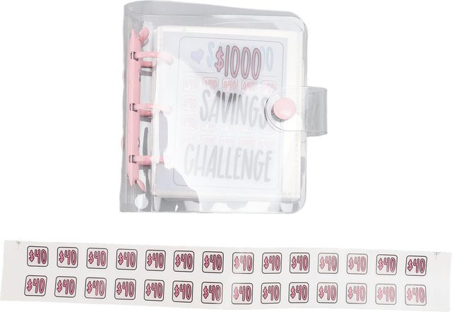 TOMTOP JMS 1000 Spar-Challenge Budget-Ordner aus PVC in Rosa mit Aufklebern - Bild 1
