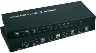SpeaKa Professional 4 Port HDMI USB KVM-Umschalter in Schwarz mit 4K UHD Unterstützung - Bild 2