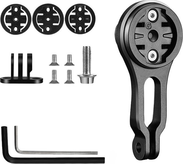SPORTARC Fahrradcomputerhalterung aus Aluminiumlegierung in Schwarz für Garmin und Wahoo mit integrierter Lenker-GPS- und Licht-Kombihalterung - Bild 1