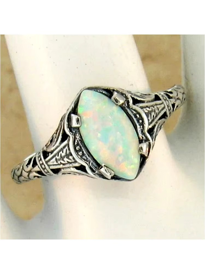 YoYo Ring, silberbeschichtet, synthetischer Opal, Damen - Bild 2