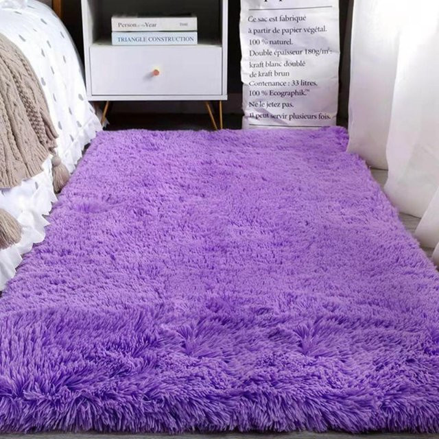 Wucifang Shoes Weicher Plüschteppich mit Farbverlauf in Lila, Rutschfeste Bodenmatte aus Kunstfell für Wohnzimmer, Schlafzimmer oder Kinderzimmer, B/T: 200 x 60 cm - Bild 1