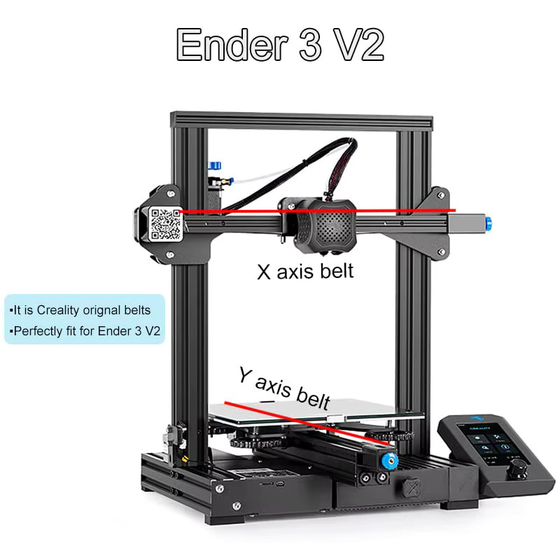 Creality Ender 3 V2 XY Synchronriemen-Kit 2GT Timing-Breite 6 mm für X+Y-Achse in Schwarz - Bild 2