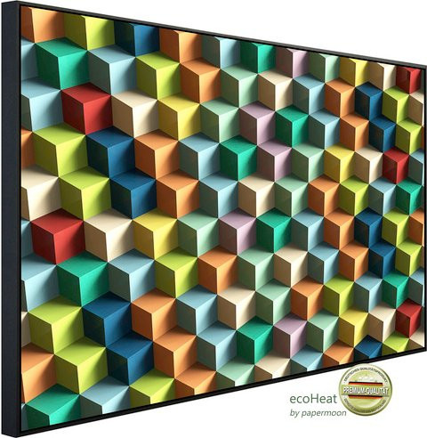 papermoon Infrarotheizung EcoHeat Abstrakt bunte Würfel in Multicolor mit Matt-Effekt, App-Steuerung und Überhitzungsschutz - Bild 1