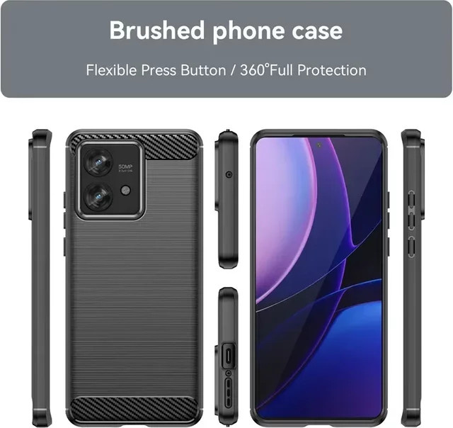 Motorola Edge X50 Fusion Soft TPU Cover mit Kohlefaser-Textur in Schwarz und Rot - Bild 1
