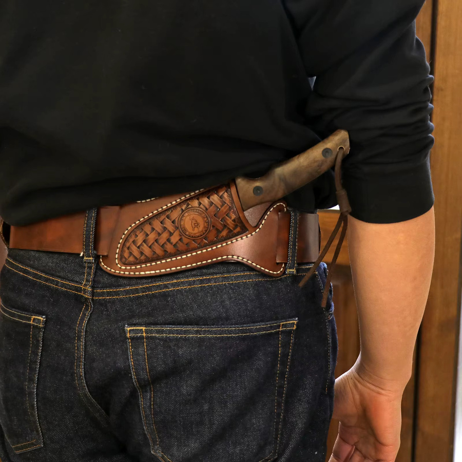 Tourbon Leder Messer-Scheide in Braun als EDC-Werkzeugtasche für Gürtel zur Aufbewahrung von Messern und Klappmessern - Bild 3
