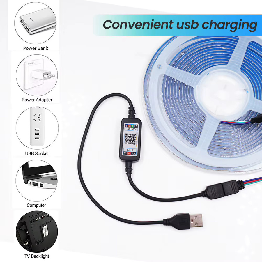 HEGEHE RGB COB LED Streifen Set mit WiFi und Bluetooth, 5V USB Anschluss, Multicolour, inklusive Fernbedienung - Bild 3