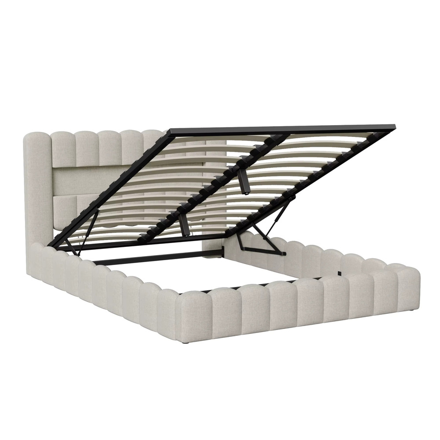 ROSAHQNDA Polsterbett mit Stauraum, Grau, B/T/H: 140 x 200 cm, modernes Doppelbett mit USB-Anschluss und LED-Beleuchtung - Bild 4