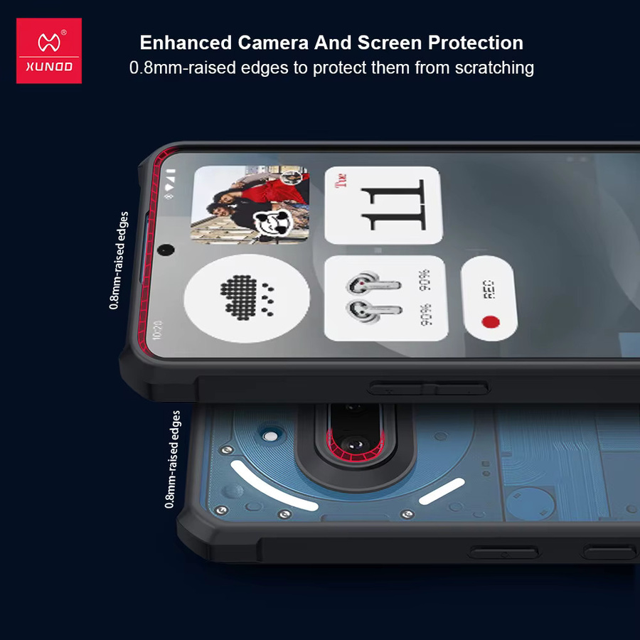 XUNDD Schutzhülle für Nothing Phone 3A und 3A Pro, Transparent mit Linsenschutz und Anti-Drop Airbags aus TPU und PC - Bild 2