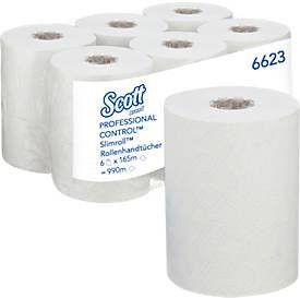 Scott Control Slimroll Rollenhandtücher, 1-lagig, weiß, 6 Stück à 165 m - Bild 1