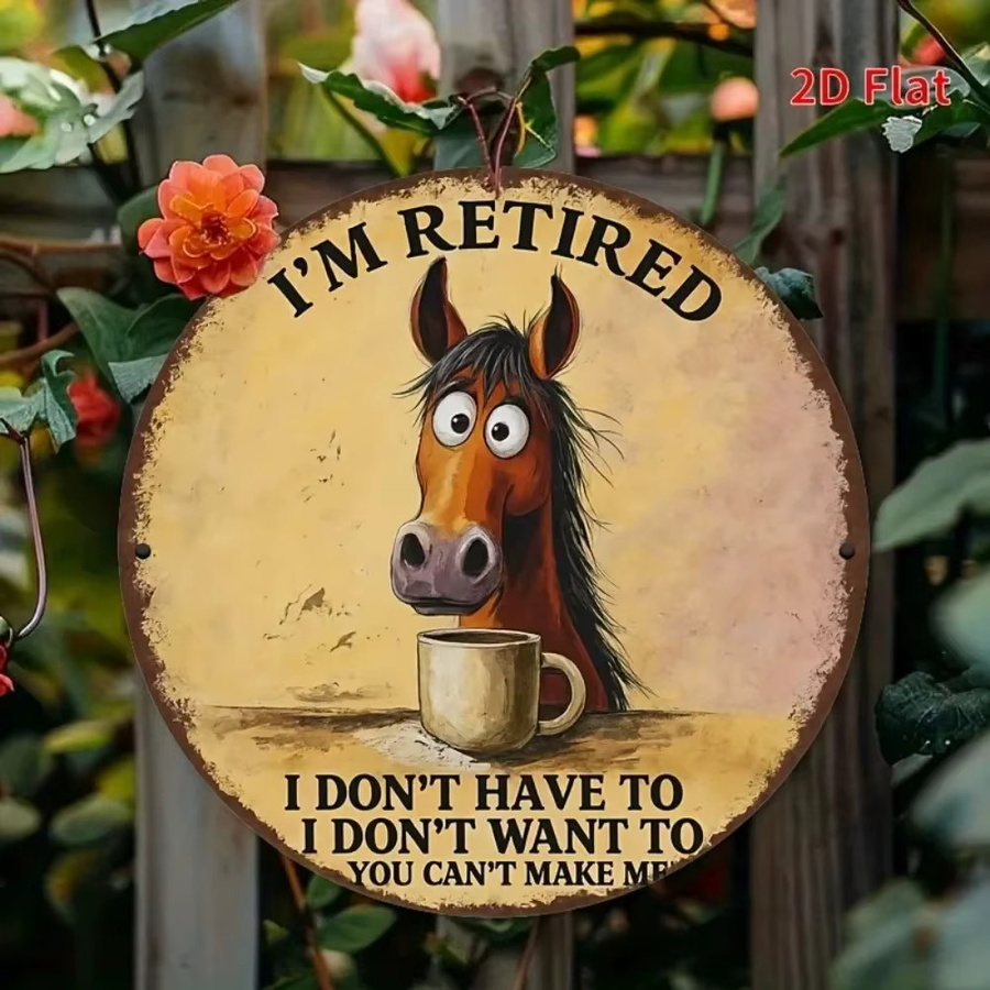 Retro-Metallwanddekoration CIFBUY I'm Retired Horse Vintage Blechschild, B/H: 20,3 x 20,3 cm, Mehrfarbig - Bild 3