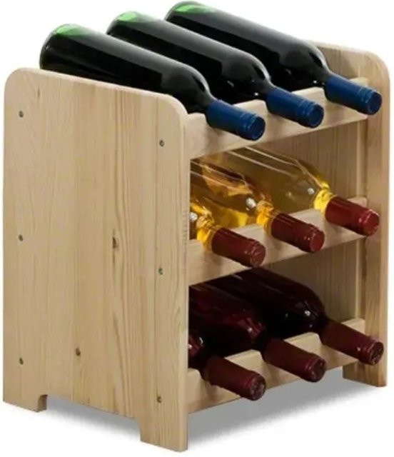 PROREGAL Pinotwine Weinregal aus massivem Kiefernholz Natur Unbehandelt, H x B x T: 36 x 34,4 x 26,5 cm - Bild 1