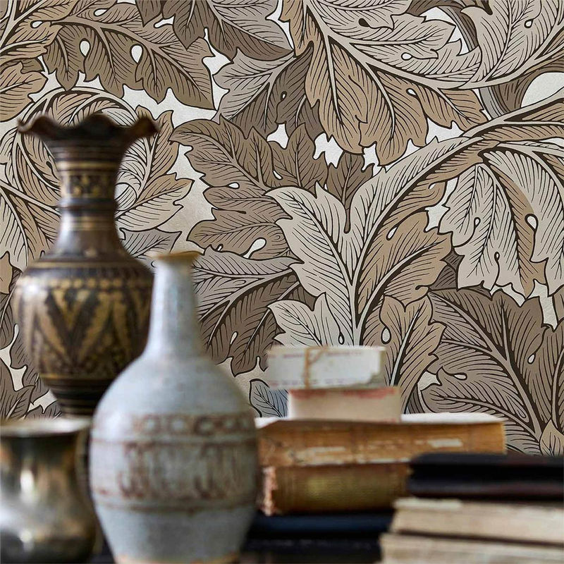 Morris & Co. Tapete Acanthus in Manilla/Stone mit floralem Art Nouveau Design und botanischem Muster - Bild 3
