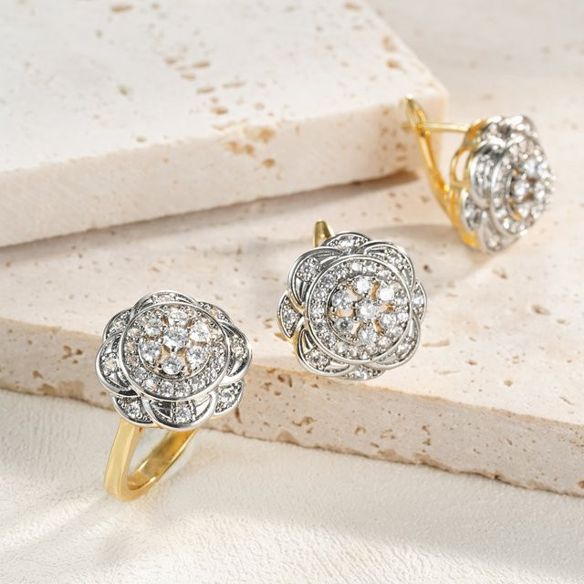 Ringohrringe Kupfer, 14 Karat Gold, Rosendesign - Bild 1