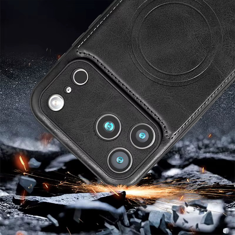 Magnetische Leder-Handyhülle für iPhone 12 bis 17 Pro Max und Plus in Weiß mit Wireless Charging Unterstützung - Bild 3